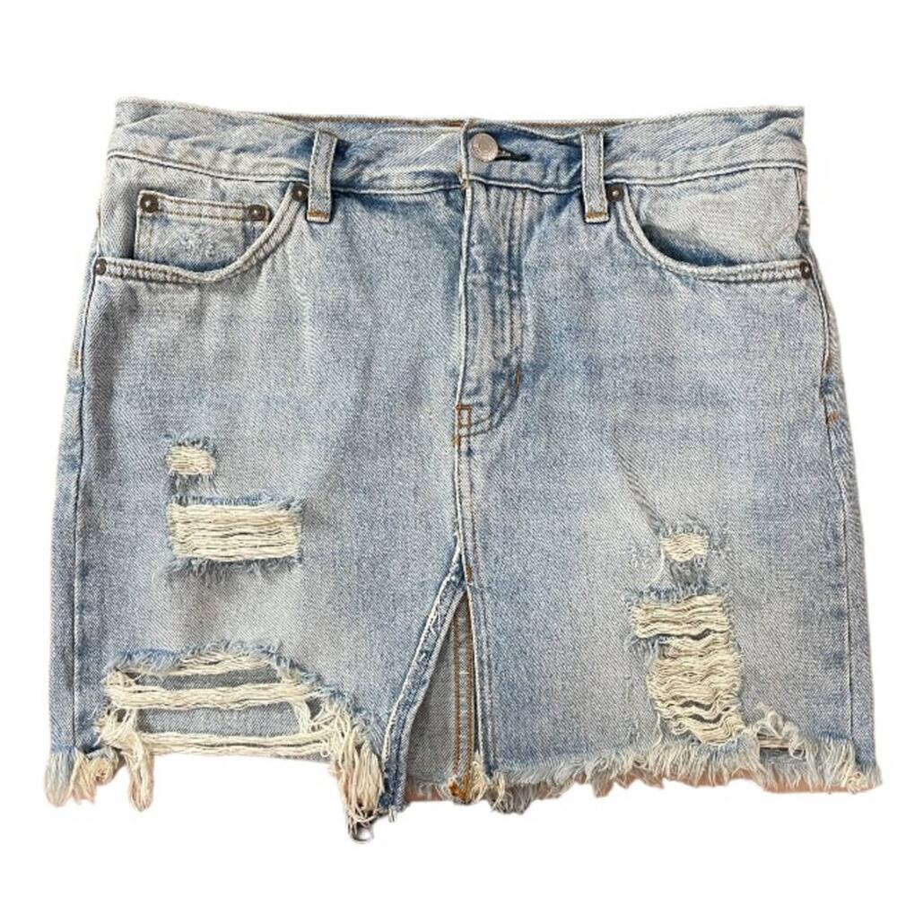 Free People We The Free Distressed Denim Mini Skirt Size 27
